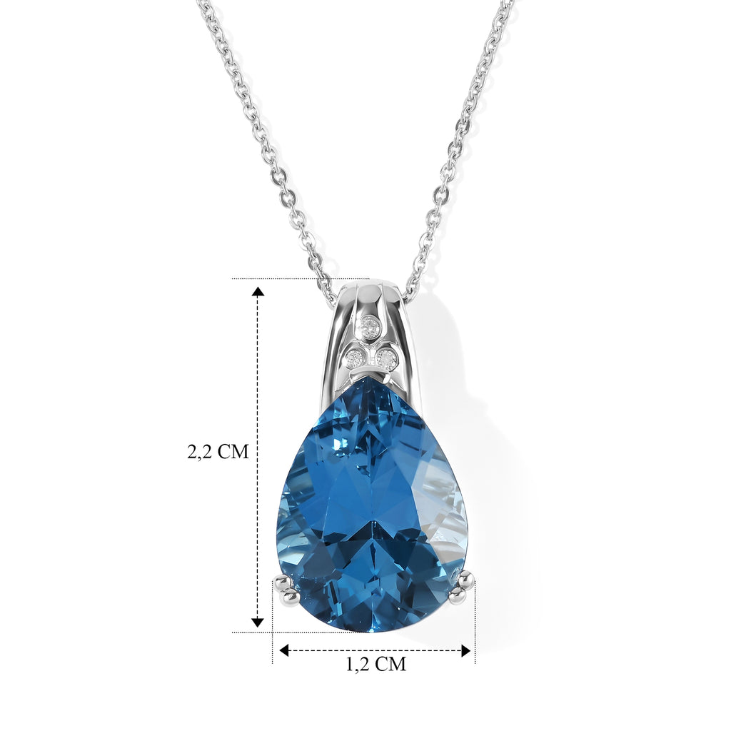 D'Joy London Blau Topas, Weißer Diamant Schmuckset ca. 50 cm 925 Silber Rhodiniert ca. 10.21 ct