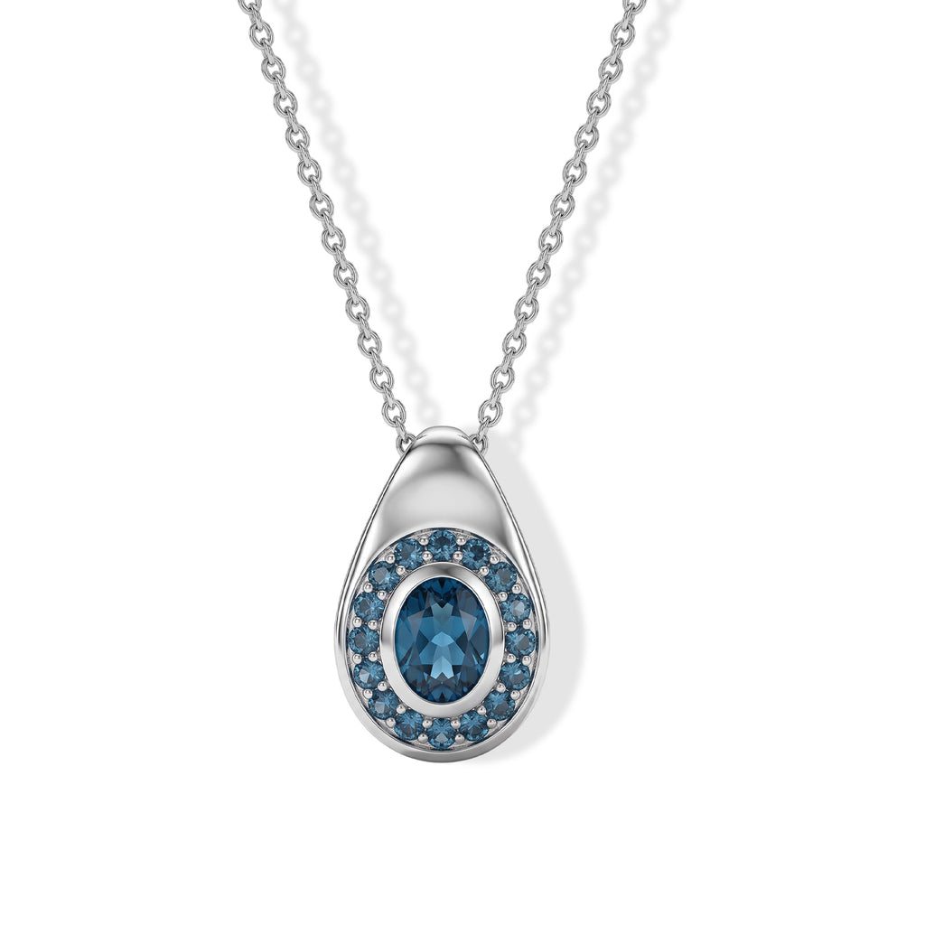 EVER TRUE AA London Blau Topas Anhänger mit Kette, ca. 50 cm ca. 2.05 ct