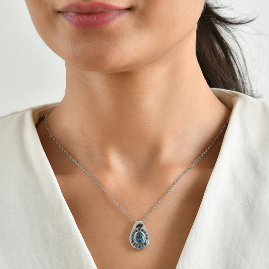 EVER TRUE AA London Blau Topas Anhänger mit Kette, ca. 50 cm ca. 2.05 ct