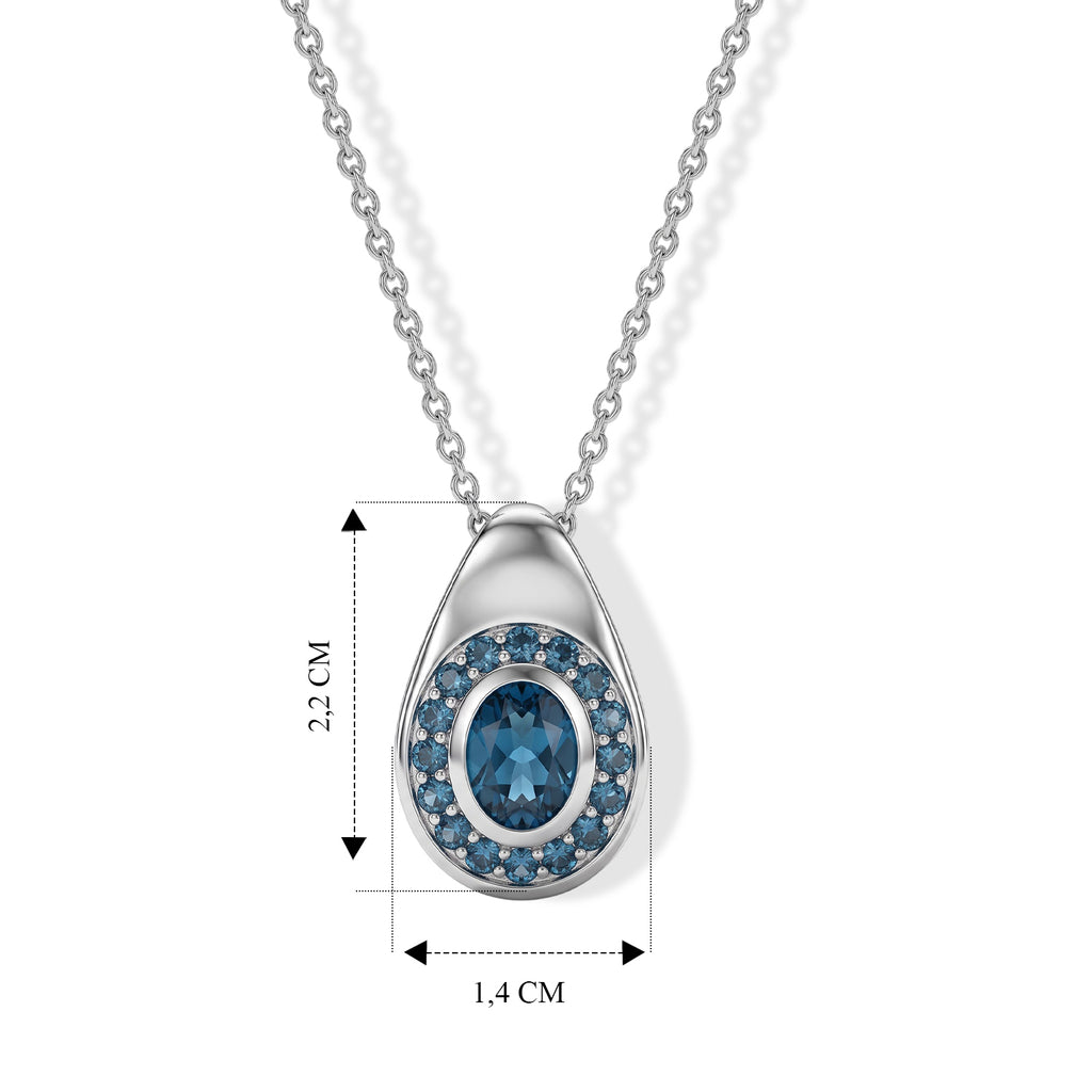 EVER TRUE AA London Blau Topas Anhänger mit Kette, ca. 50 cm ca. 2.05 ct