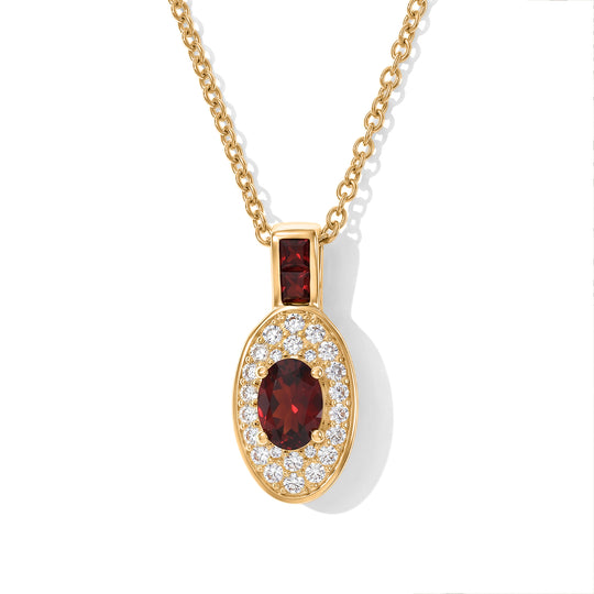 EVER TRUE Mosambik Granat, Weißer Zirkon Anhänger mit Kette, ca. 50 cm ca. 0.96 ct