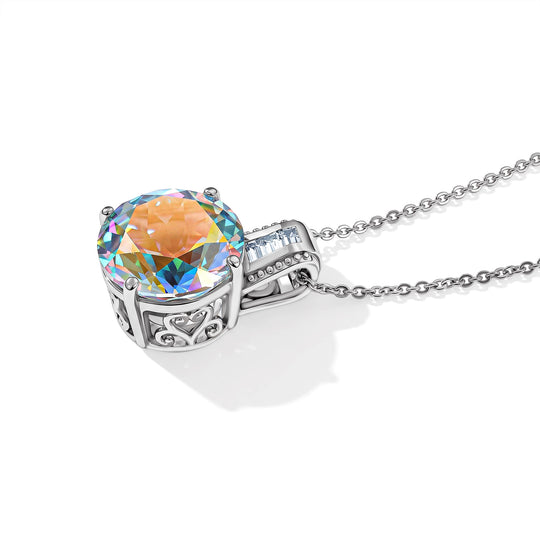 D'Joy Merkur mystischer Topas, Weißer Zirkon Anhänger mit Kette, ca. 50 cm 925 Silber Rhodiniert ca. 7.70 ct