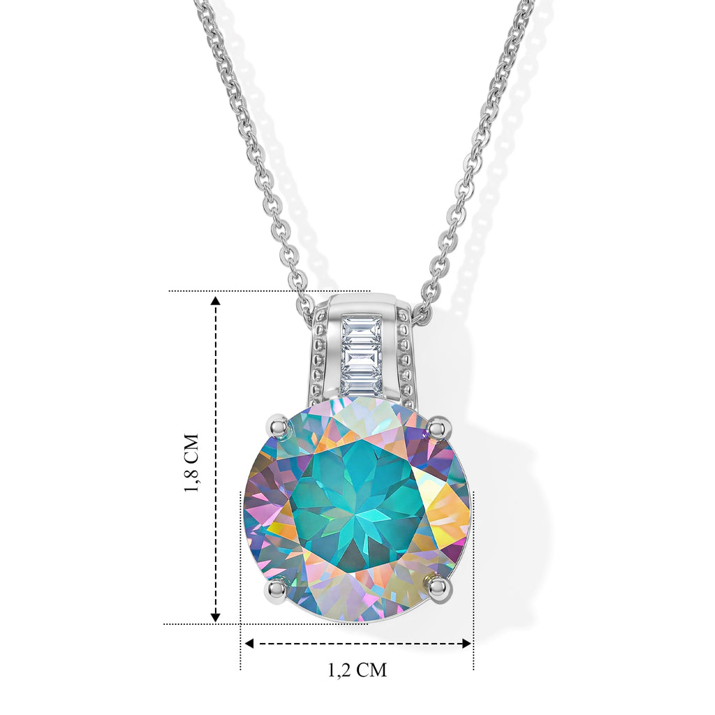 D'Joy Merkur mystischer Topas, Weißer Zirkon Anhänger mit Kette, ca. 50 cm 925 Silber Rhodiniert ca. 7.70 ct