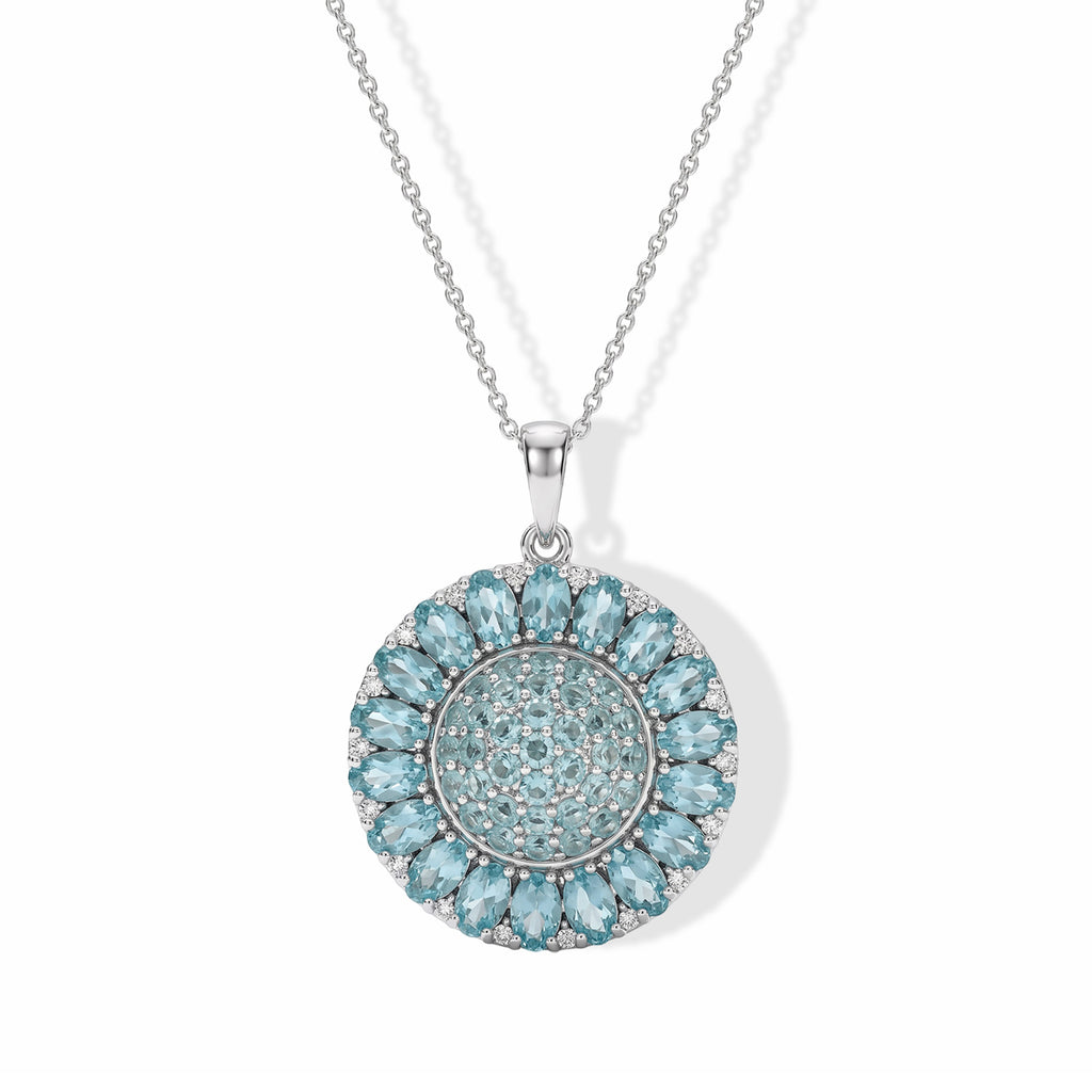 D'Joy Blauer Apatit Schmuckset ca. 50 cm 925 Silber Rhodiniert ca. 6,24 ct.