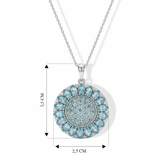 D'Joy Blauer Apatit Schmuckset ca. 50 cm 925 Silber Rhodiniert ca. 6,24 ct.
