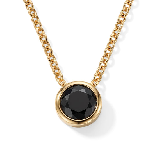 D'Joy Schwarzer Moissanit Schmuckset ca. 50 cm 925 Silber 750 Gelbgold vermeil und Edelstahl 750 Gelbgold vermeil ca. 1,23 ct.