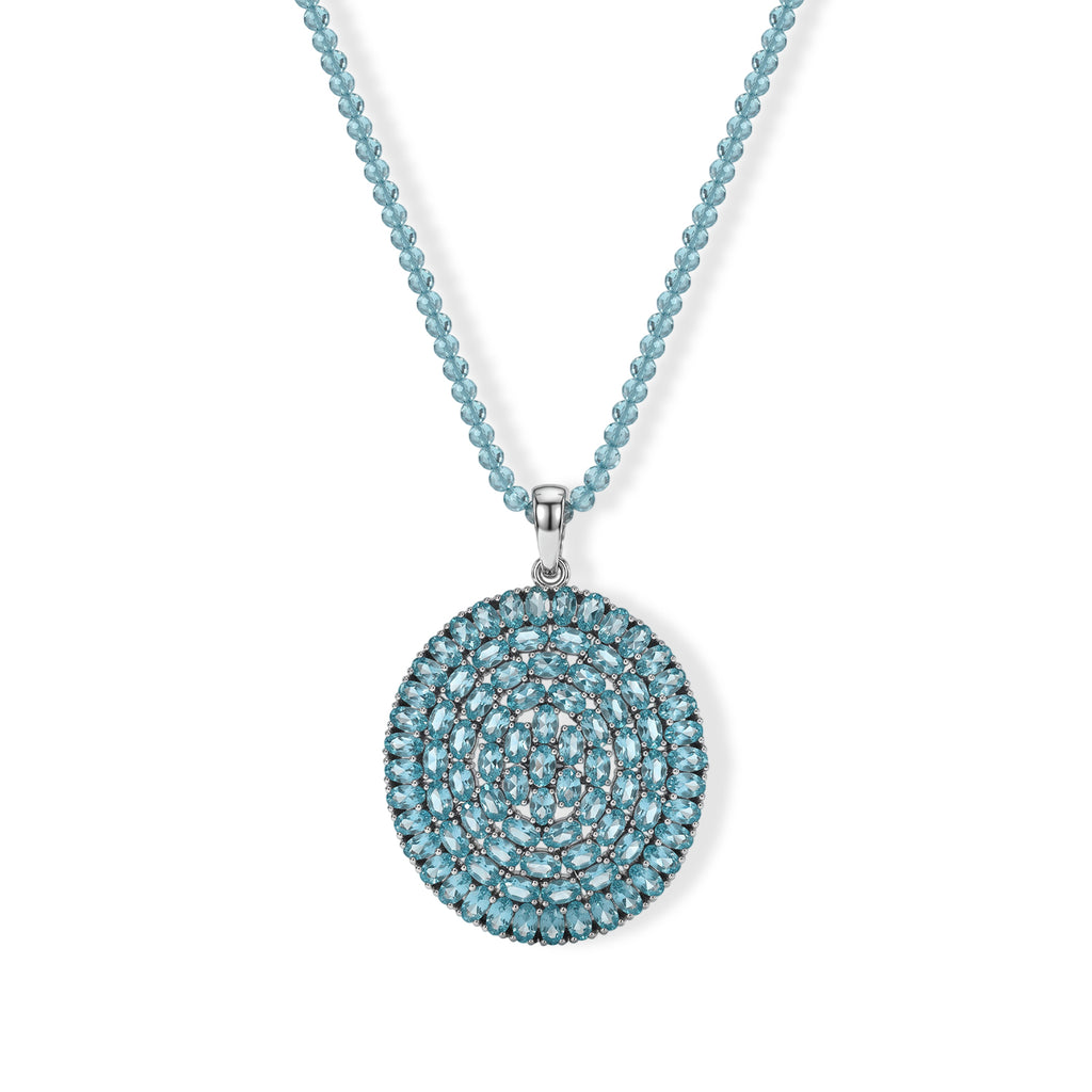 D'Joy Blauer Apatit Schmuckset ca. 50 cm 925 Silber Rhodiniert ca. 52,07 ct.
