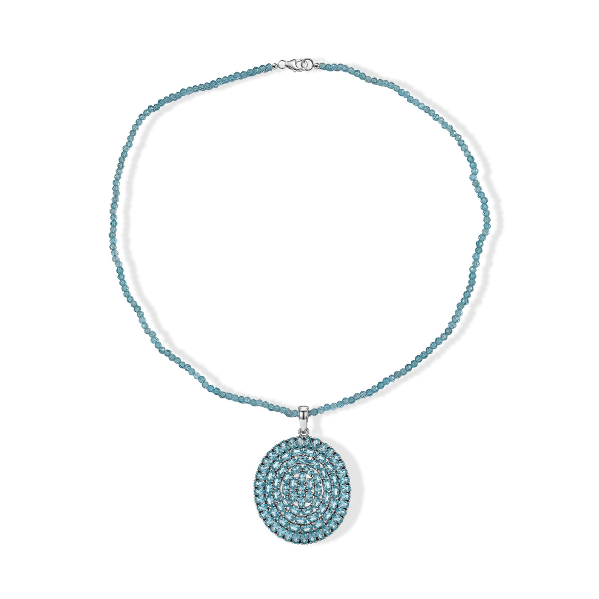 D'Joy Blauer Apatit Schmuckset ca. 50 cm 925 Silber Rhodiniert ca. 52,07 ct.
