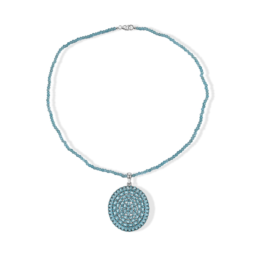 D'Joy Blauer Apatit Schmuckset ca. 50 cm 925 Silber Rhodiniert ca. 52,07 ct.