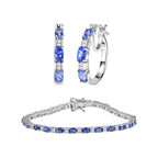 D'Joy Tansanit und Moissanit 19cm Armband und Ohrringe