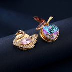 Mehrfarbiger Kristall Schmuckset Legierung Goldton
