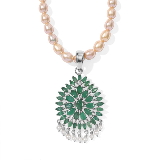 D'Joy AA Salamanca Feueropal, Süßwasser Perle (3mm) Schmuckset ca. 50 cm 925 Silber 750 Gelbgold vermeil 64.30 ct
