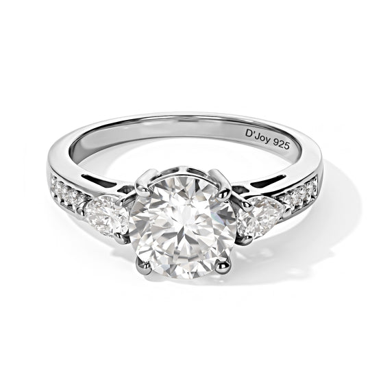 2er Set - D'Joy Moissanit Anhänger mit Kette und Ring,  ca. 50 cm 925 Silber, Edelstahl und 750 vergoldet (Größe 20.00) ca. 3.57 ct