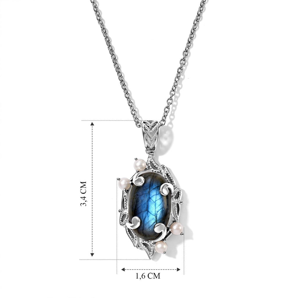 EVER TRUE AAA Labradorit, Süßwasser Perle (3mm) Schmuckset ca. 50 cm