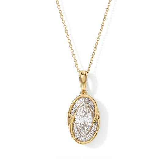 LUXURIANT DIAMOND - Lab Grown  Diamant SGL Zertifiziert SI Schmuckset  ca. 45 cm 925 Silber 750 Gelbgold vermeil ca. 1,50 ct.