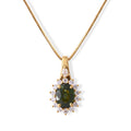D'Joy AA Grüner Saphir, Moissanit Schmuckset ca. 50 cm 925 Silber 750 Gelbgold vermeil ca. 2,17 ct.