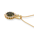 D'Joy AA Grüner Saphir, Moissanit Schmuckset ca. 50 cm 925 Silber 750 Gelbgold vermeil ca. 2,17 ct.