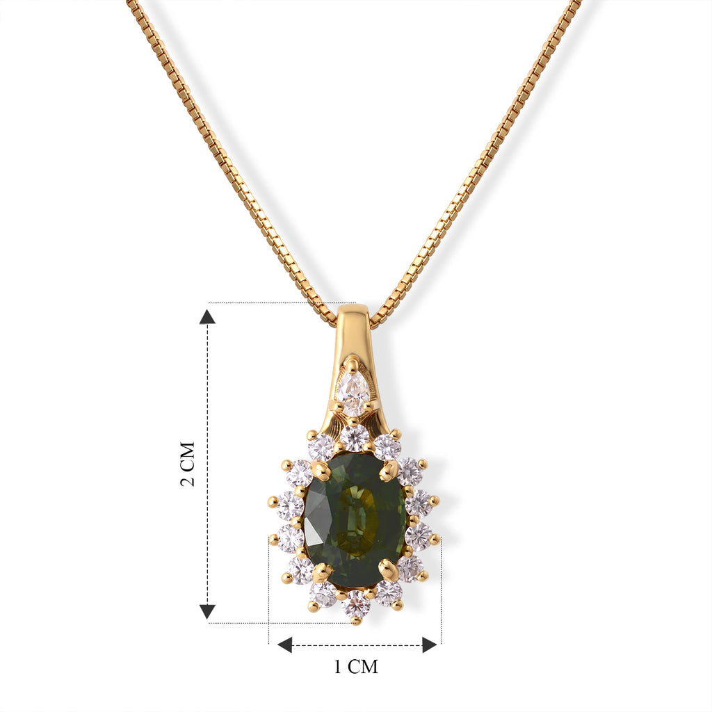 D'Joy AA Grüner Saphir, Moissanit Schmuckset ca. 50 cm 925 Silber 750 Gelbgold vermeil ca. 2,17 ct.