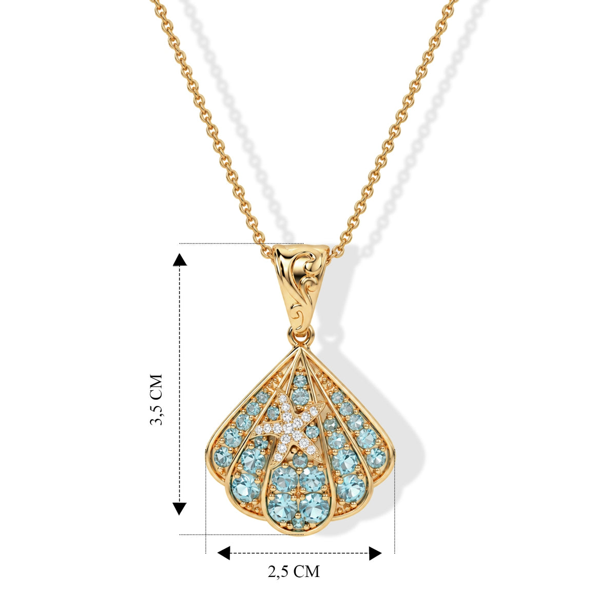 EVER TRUE AA Blauer Apatit Anhänger mit Kette, ca. 50 cm ca. 2.26 ct