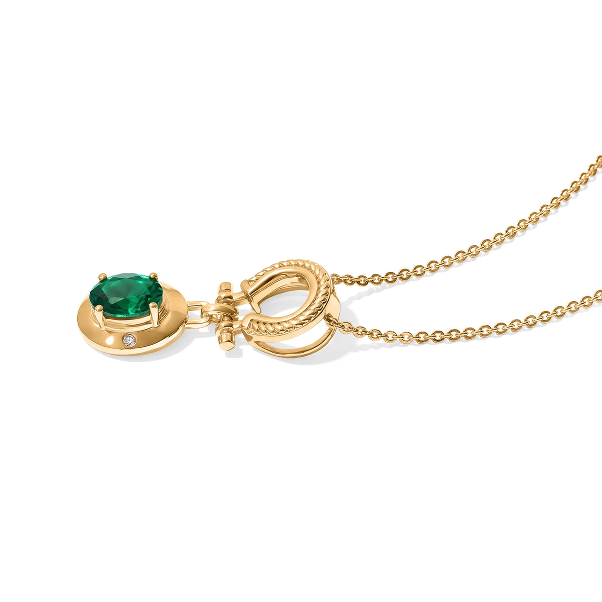 LUXURIANT DIAMOND - AAA Lab Grown Kolumbianischer Smaragd, Lab Grown Diamant Schmuckset ca. 50 cm 925 Silber 750 Gelbgold vermeil ca. 0,73 ct.