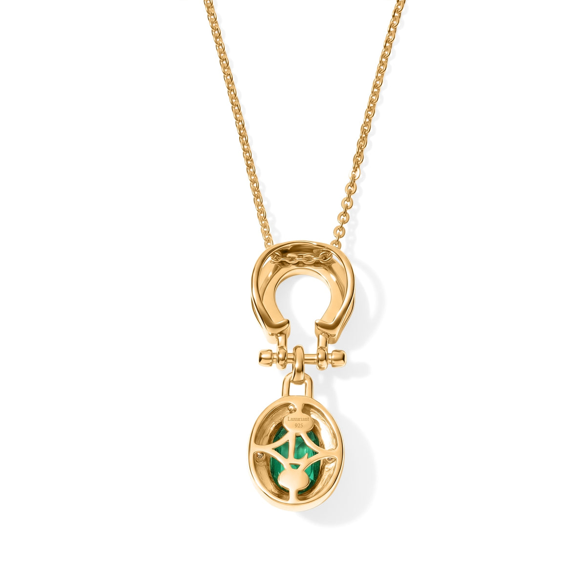LUXURIANT DIAMOND - AAA Lab Grown Kolumbianischer Smaragd, Lab Grown Diamant Schmuckset ca. 50 cm 925 Silber 750 Gelbgold vermeil ca. 0,73 ct.