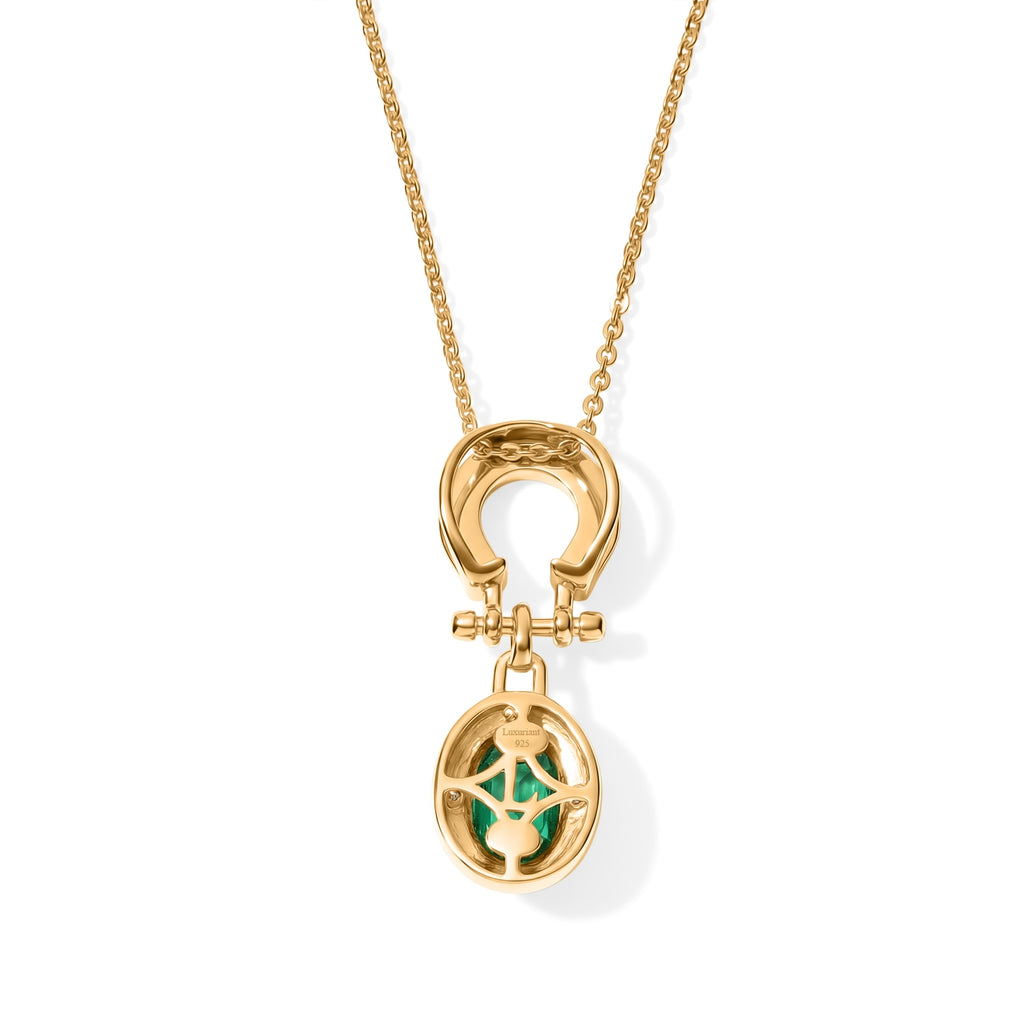 LUXURIANT DIAMOND - AAA Lab Grown Kolumbianischer Smaragd, Lab Grown Diamant Schmuckset ca. 50 cm 925 Silber 750 Gelbgold vermeil ca. 0,73 ct.