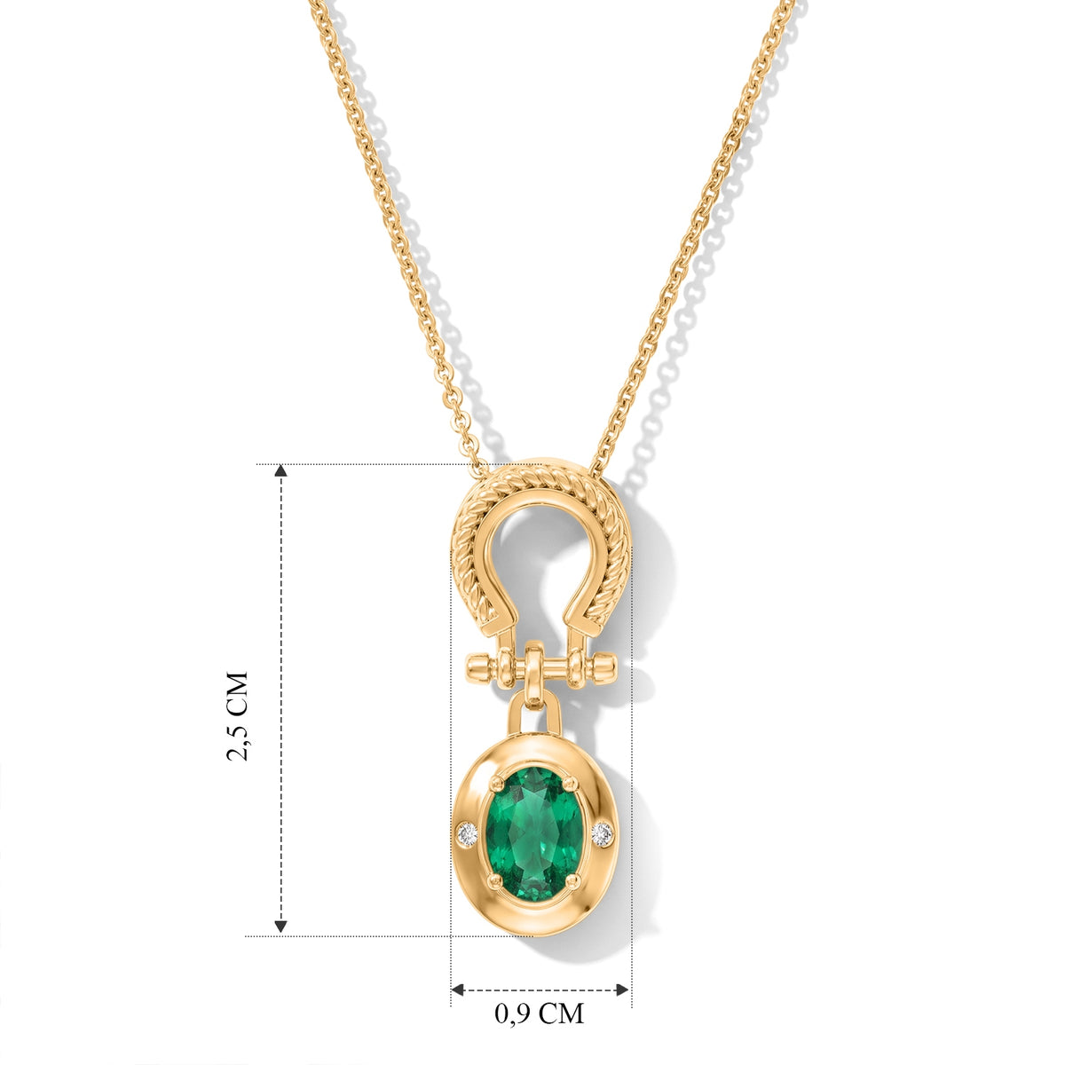 LUXURIANT DIAMOND - AAA Lab Grown Kolumbianischer Smaragd, Lab Grown Diamant Schmuckset ca. 50 cm 925 Silber 750 Gelbgold vermeil ca. 0,73 ct.