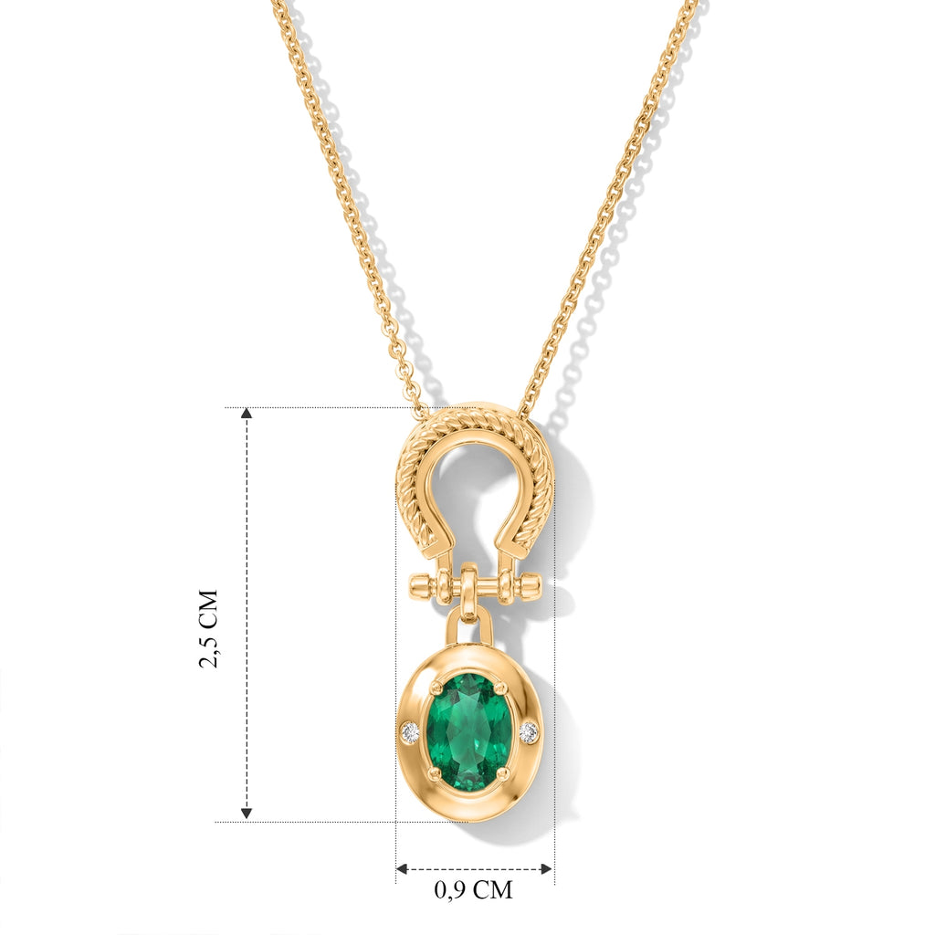 LUXURIANT DIAMOND - AAA Lab Grown Kolumbianischer Smaragd, Lab Grown Diamant Schmuckset ca. 50 cm 925 Silber 750 Gelbgold vermeil ca. 0,73 ct.