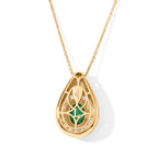 LUXURIANT DIAMOND - AAA Lab Grown Kolumbianischer Smaragd, Lab Grown Diamant Schmuckset ca. 50 cm 925 Silber 750 Gelbgold vermeil ca. 1,69 ct.