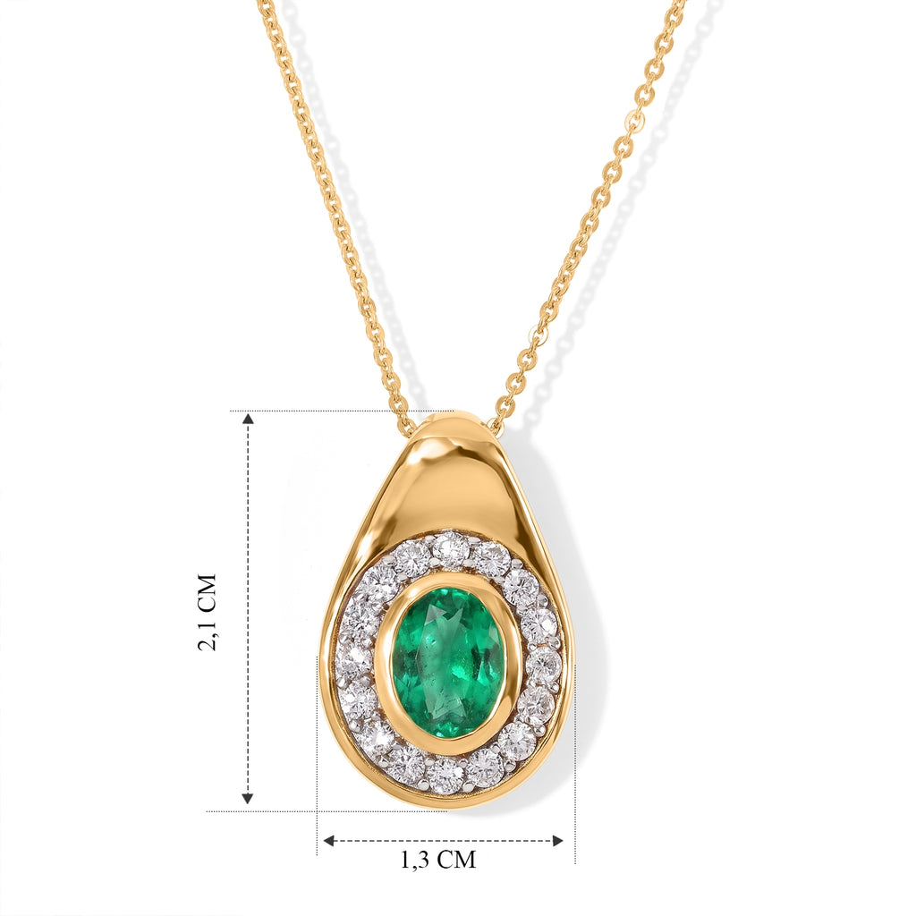 LUXURIANT DIAMOND - AAA Lab Grown Kolumbianischer Smaragd, Lab Grown Diamant Schmuckset ca. 50 cm 925 Silber 750 Gelbgold vermeil ca. 1,69 ct.
