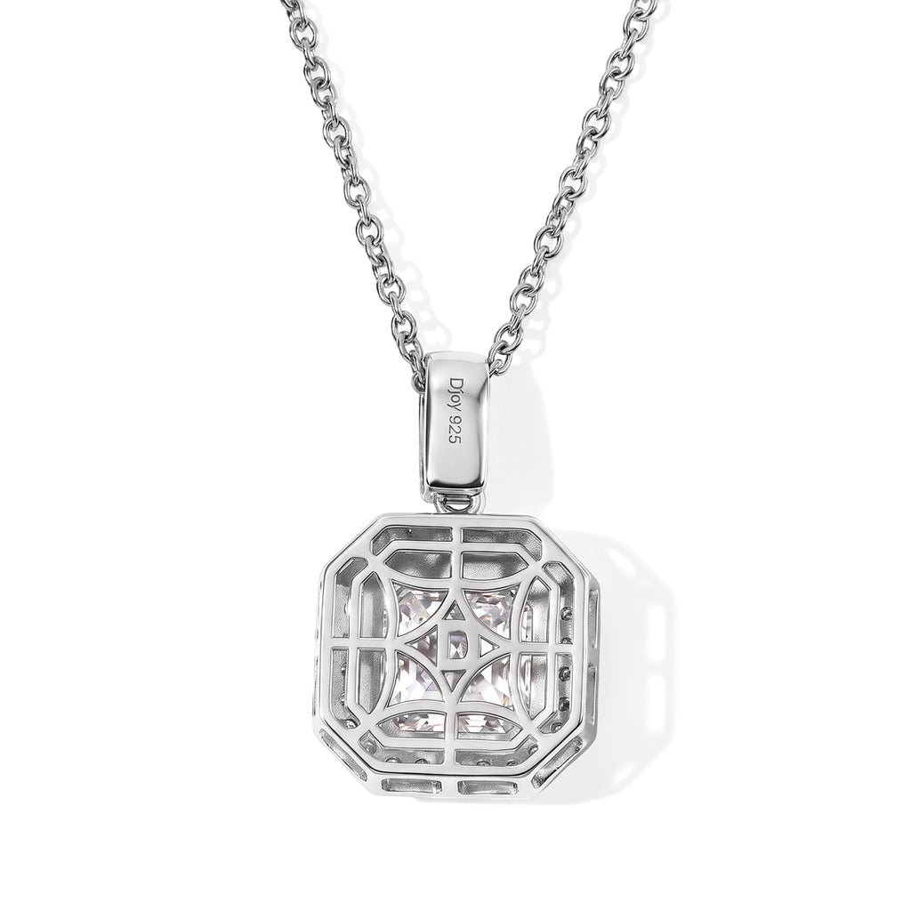 D'Joy Moissanit Anhänger mit Kette, ca. 50 cm 925 Silber Rhodiniert und Edelstahl, ca. 4.32 ct