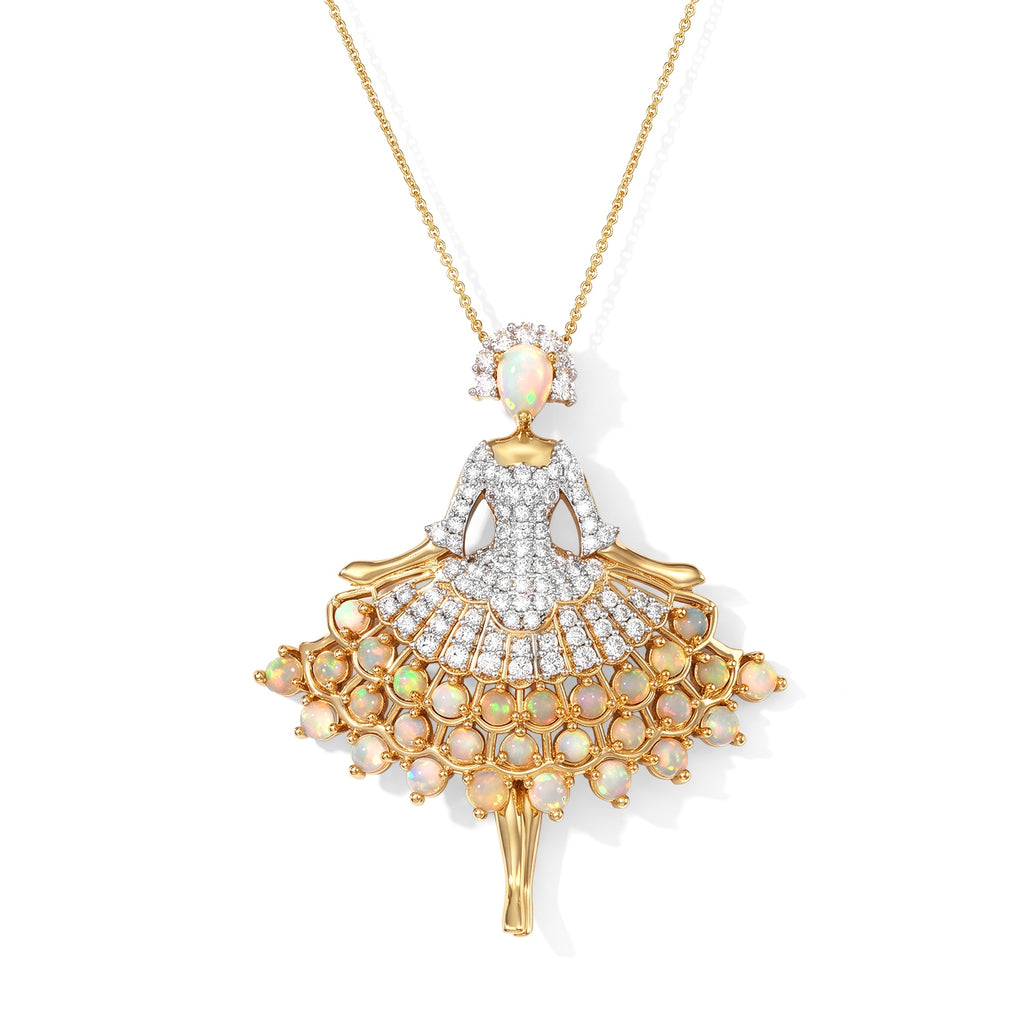 D'Joy AAA Natürlicher, äthiopischer Welo Opal Anhänger mit Kette,  (9-14 Werktage Lieferzeit) ca. 50 cm 925 Silber 750 Gelbgold vermeil ca. 5.13 ct