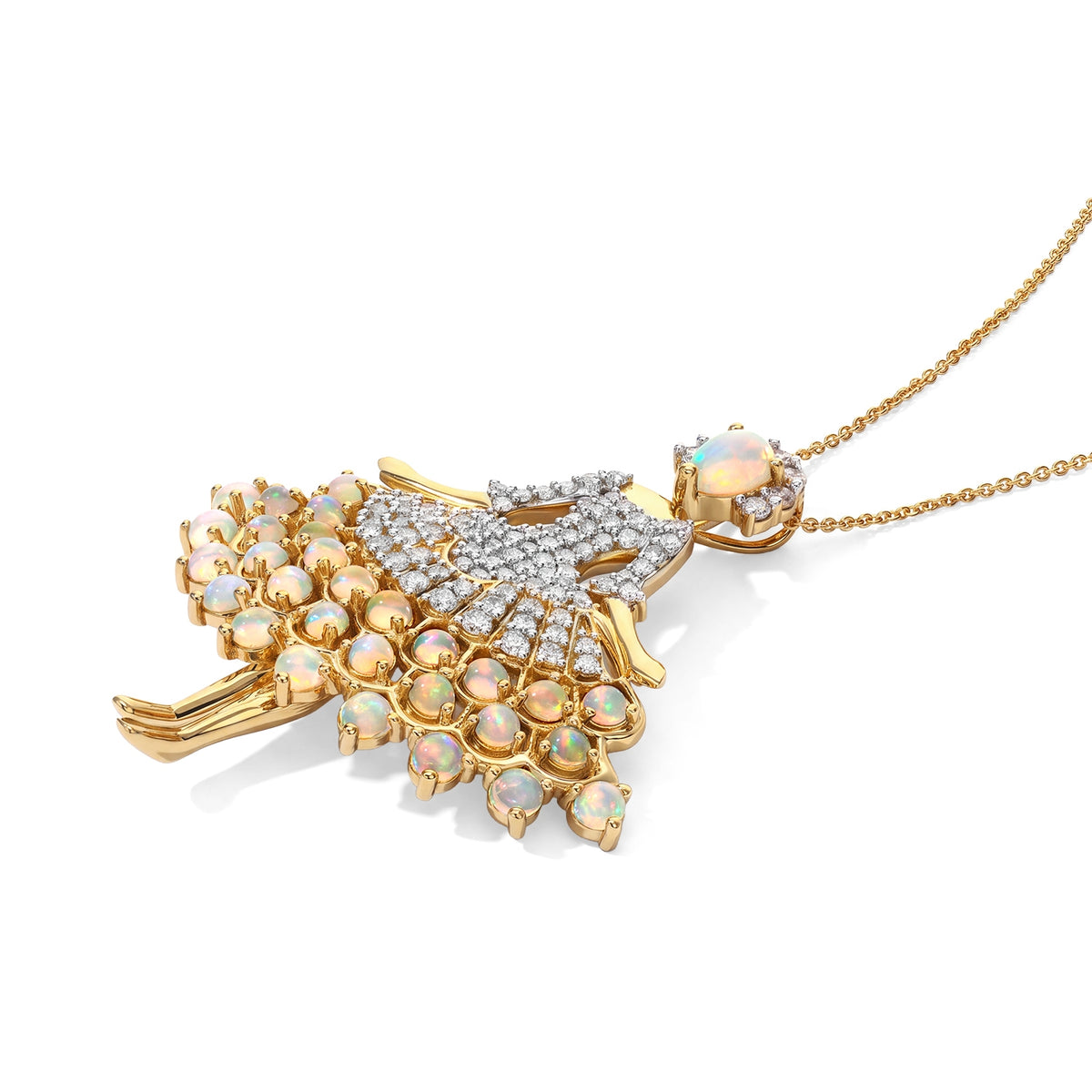 D'Joy AAA Natürlicher, äthiopischer Welo Opal Anhänger mit Kette,  (9-14 Werktage Lieferzeit) ca. 50 cm 925 Silber 750 Gelbgold vermeil ca. 5.13 ct