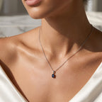 Diffundierter Stern blauer Saphir Schmuckset ca. 50 cm 925 Silber Rhodiniert und Edelstahl Rhodiniert ca. 0,91 ct.