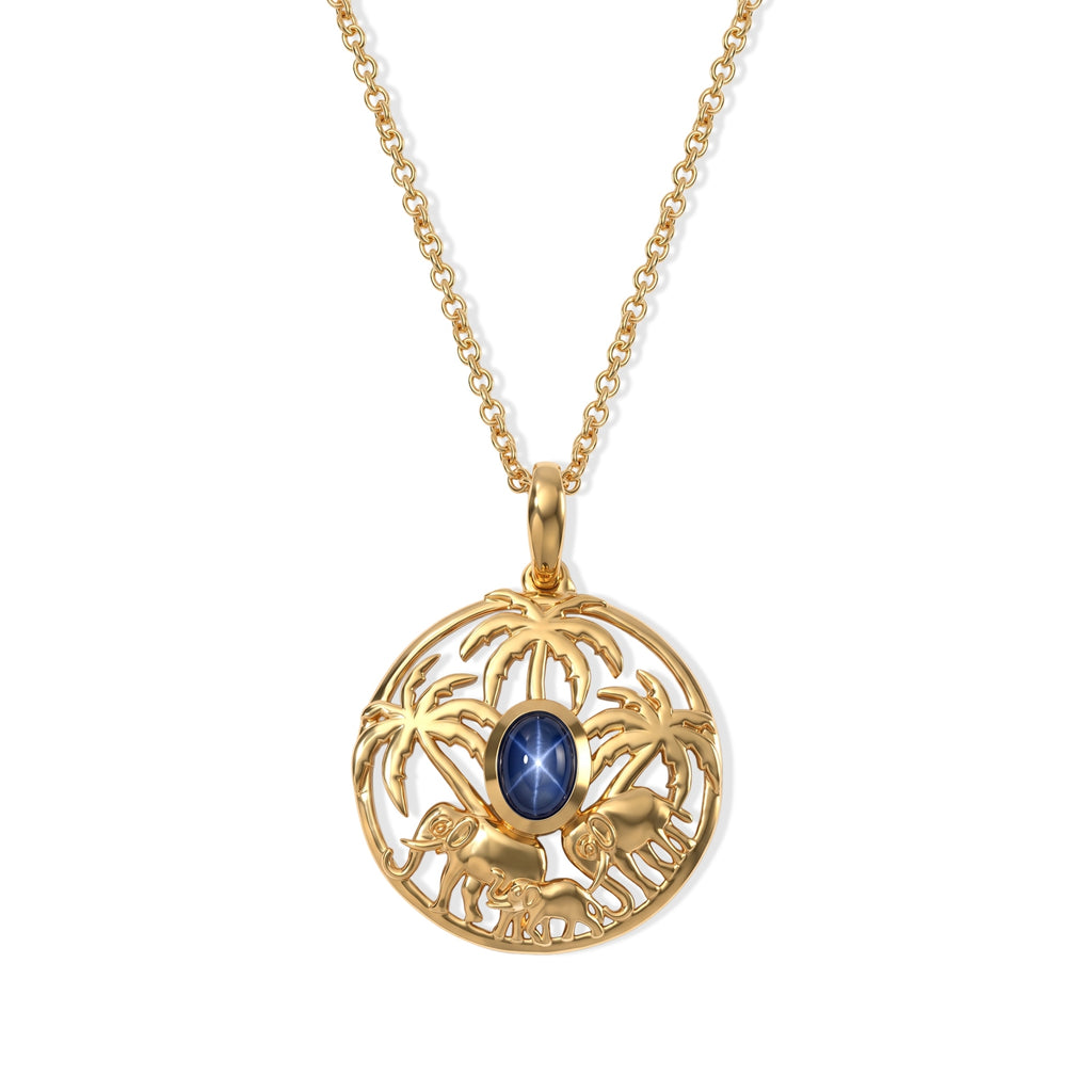 EVER TRUE Diffundierter Stern blauer Saphir Anhänger mit Kette, ca. 50 cm ca. 1.57 ct
