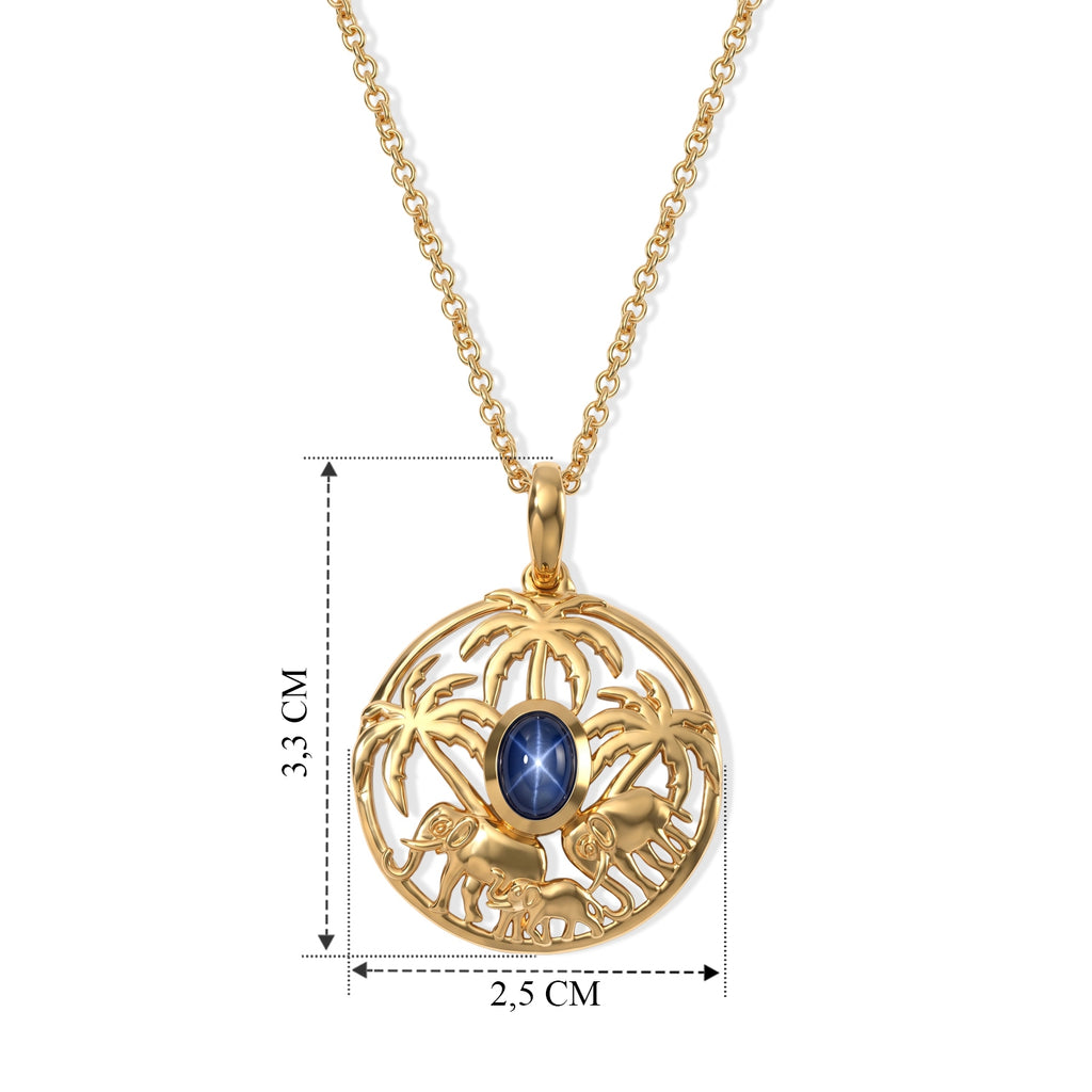 EVER TRUE Diffundierter Stern blauer Saphir Anhänger mit Kette, ca. 50 cm ca. 1.57 ct