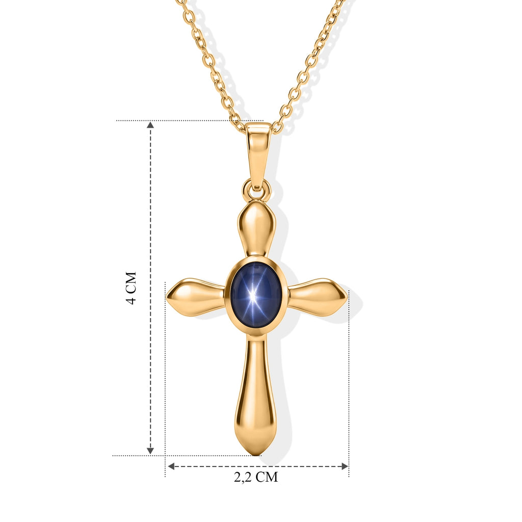 EVER TRUE Diffundierter Stern blauer Saphir Anhänger mit Kette, ca. 50 cm ca. 1.91 ct