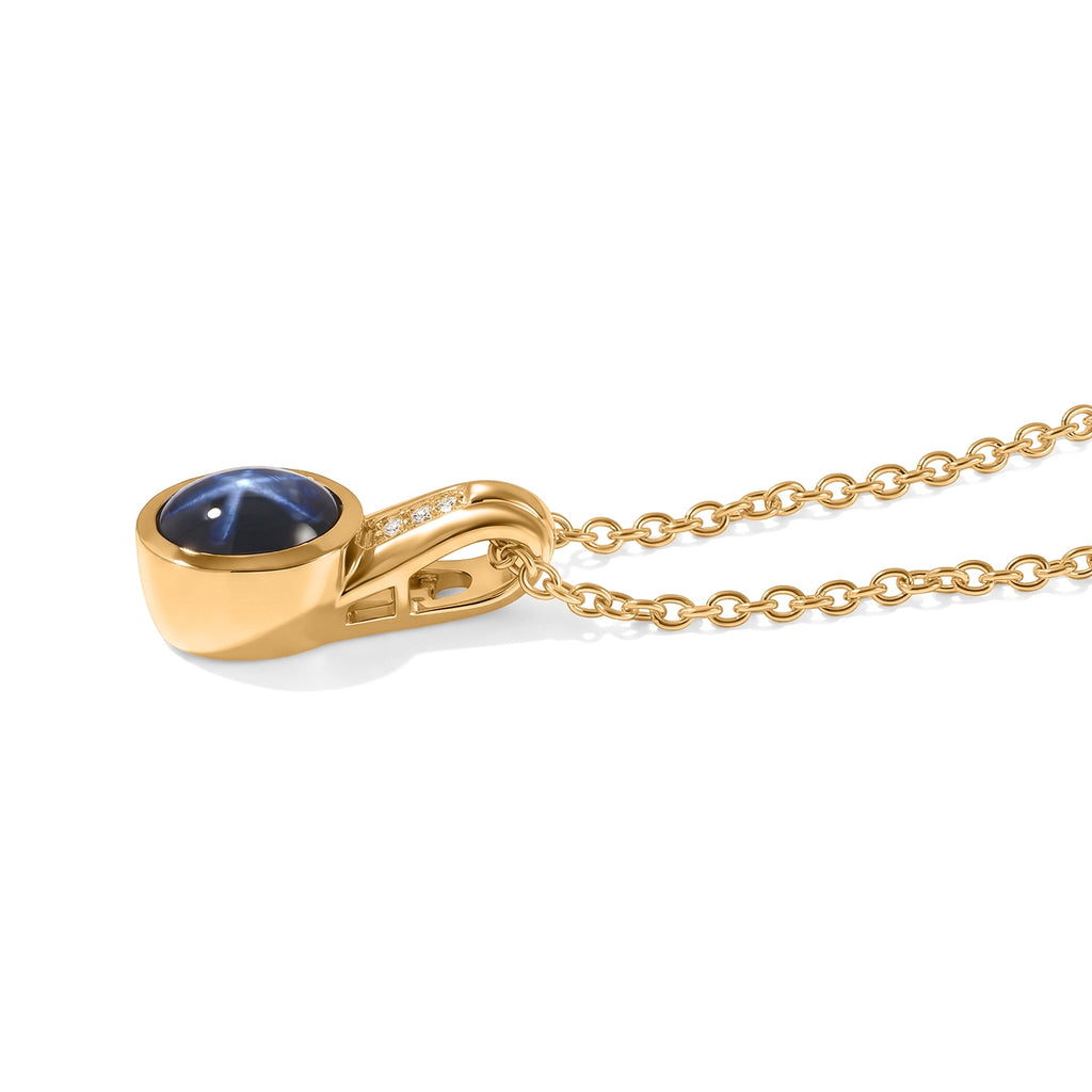 EVER TRUE Diffundierter Stern blauer Saphir, Weißer Zirkon Anhänger mit Kette, ca. 50 cm ca. 2.13 ct