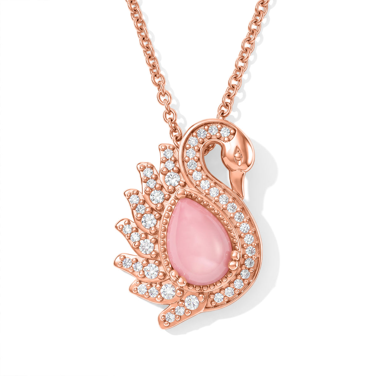 EVER TRUE AAA Rosa Opal, Weißer Zirkon Schmuckset ca. 50 cm ca. 2,65 ct.