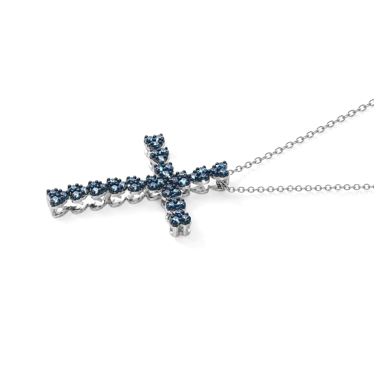 D'Joy Blauer Diamant (IR) Schmuckset (9-14 Werktage Lieferzeit) ca. 45 cm 925 Silber Rhodiniert ca. 0,50 ct.