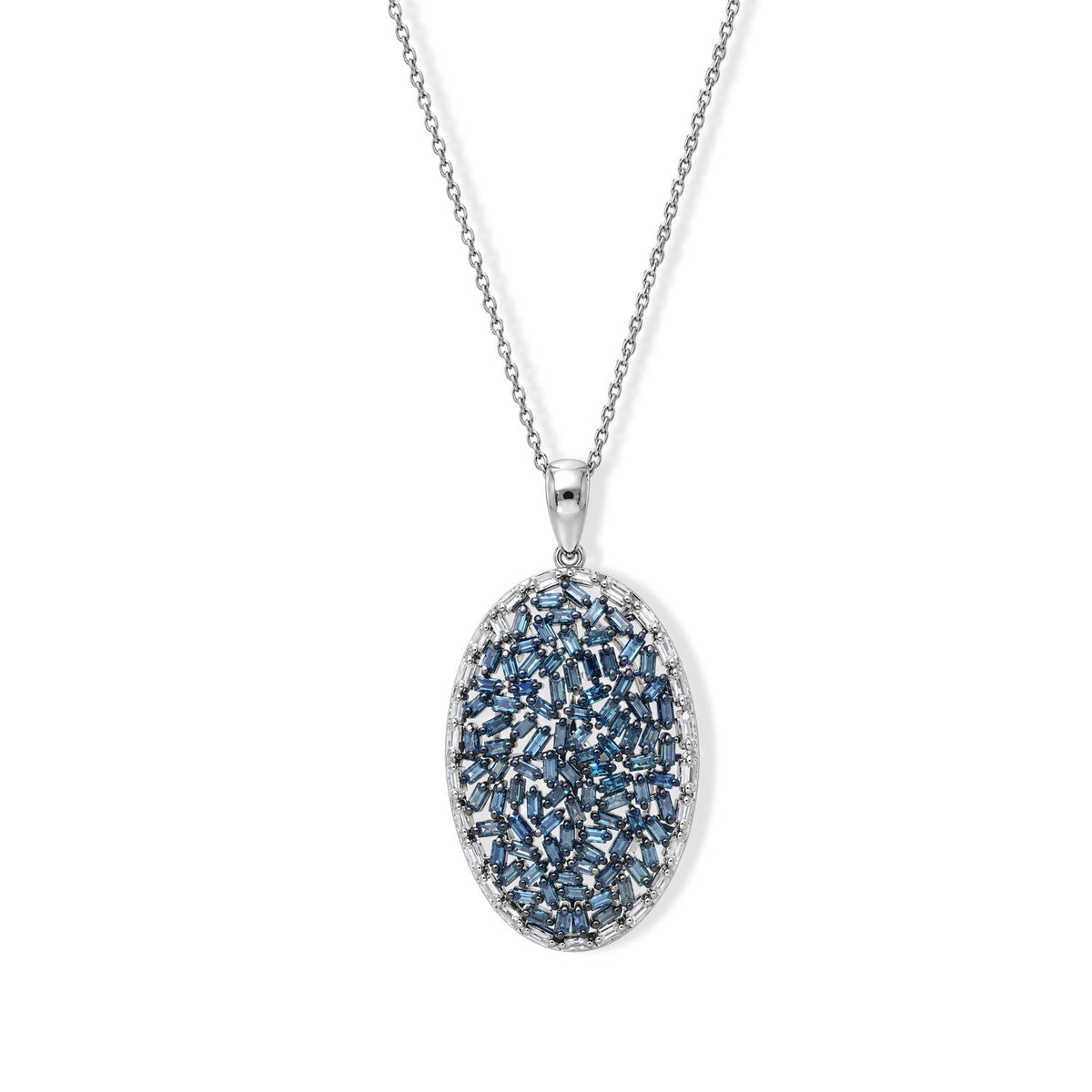 D'Joy Blauer Diamant (IR), Weißer Diamant Schmuckset (9-14 Werktage Lieferzeit) ca. 45 cm 925 Silber Rhodiniert ca. 1.02 ct