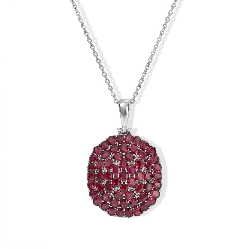 EVER TRUE AA Natürlicher Rhodolith Granat Anhänger mit Kette, ca. 50 cm ca. 13.69 ct