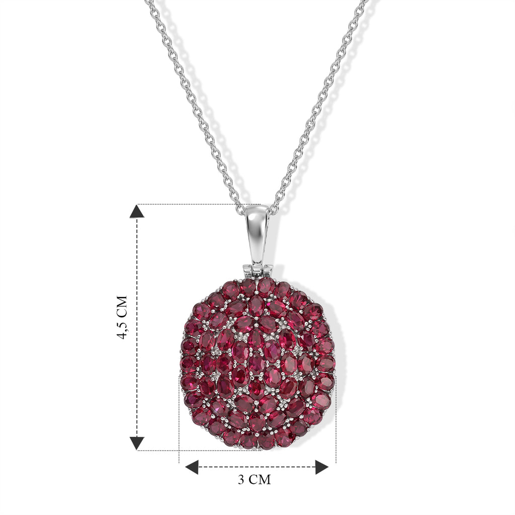 EVER TRUE AA Natürlicher Rhodolith Granat Anhänger mit Kette, ca. 50 cm ca. 13.69 ct