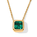 LUXURIANT DIAMOND - AAA Lab Grown Kolumbianischer Smaragd Schmuckset ca. 50 cm 925 Silber 750 Gelbgold vermeil ca. 0,97 ct.