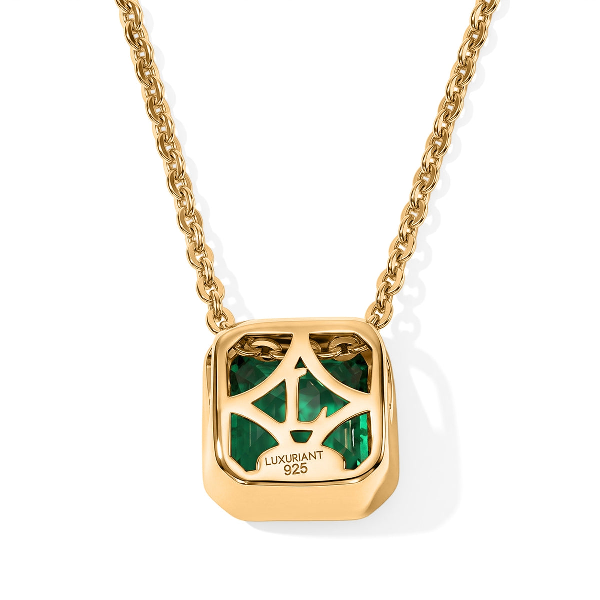 LUXURIANT DIAMOND - AAA Lab Grown Kolumbianischer Smaragd Schmuckset ca. 50 cm 925 Silber 750 Gelbgold vermeil ca. 0,97 ct.