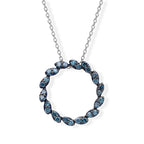 D'Joy Blauer Diamant (IR) Schmuckset  ca. 45 cm+ 5 cm Extender  925 Silber Rhodiniert ca. 0.30 ct