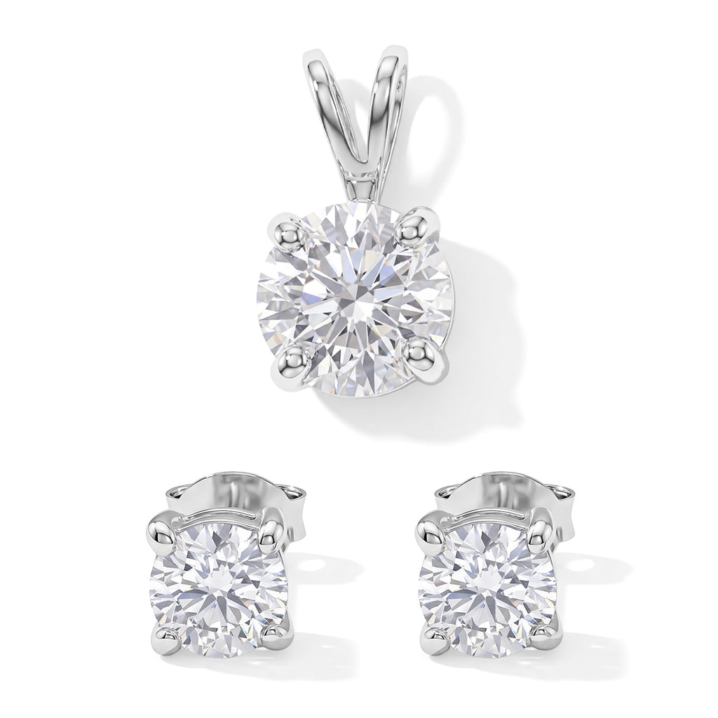 VS Moissanit GRA zertifiziert Schmuckset 925 Silber Platiniert ca. 1,67 ct.