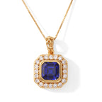Laborgezüchteter Ceylon-Blau-Saphir, Lab Grown Diamant Schmuckset ca. 50 cm 925 Silber 750 Gelbgold vermeil ca. 2,52 ct.