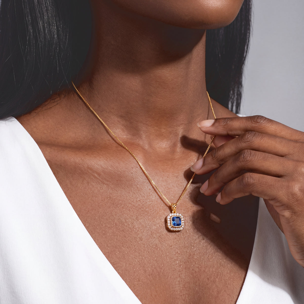 Laborgezüchteter Ceylon-Blau-Saphir, Lab Grown Diamant Schmuckset ca. 50 cm 925 Silber 750 Gelbgold vermeil ca. 2,52 ct.
