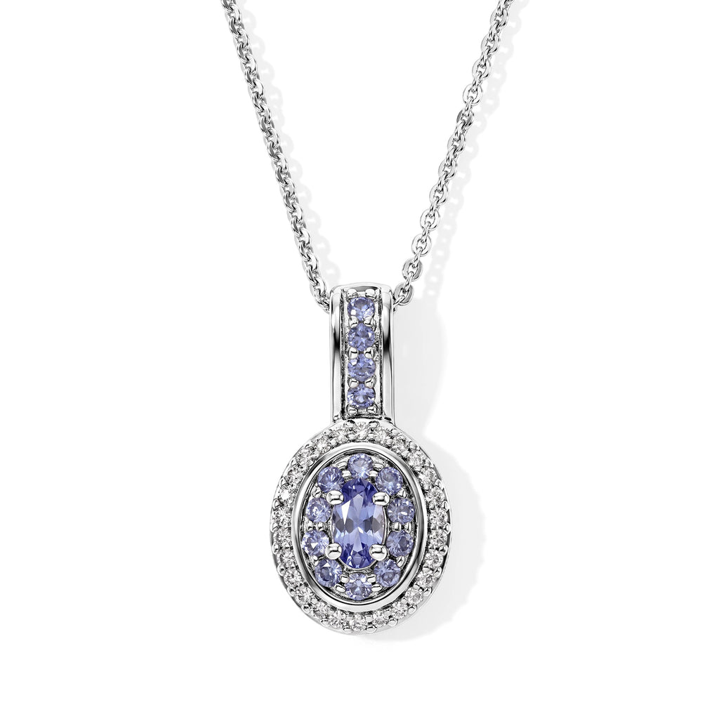 D'Joy Tansanit Schmuckset  ca. 50 cm 925 Silber Rhodiniert ca. 0,51 ct.